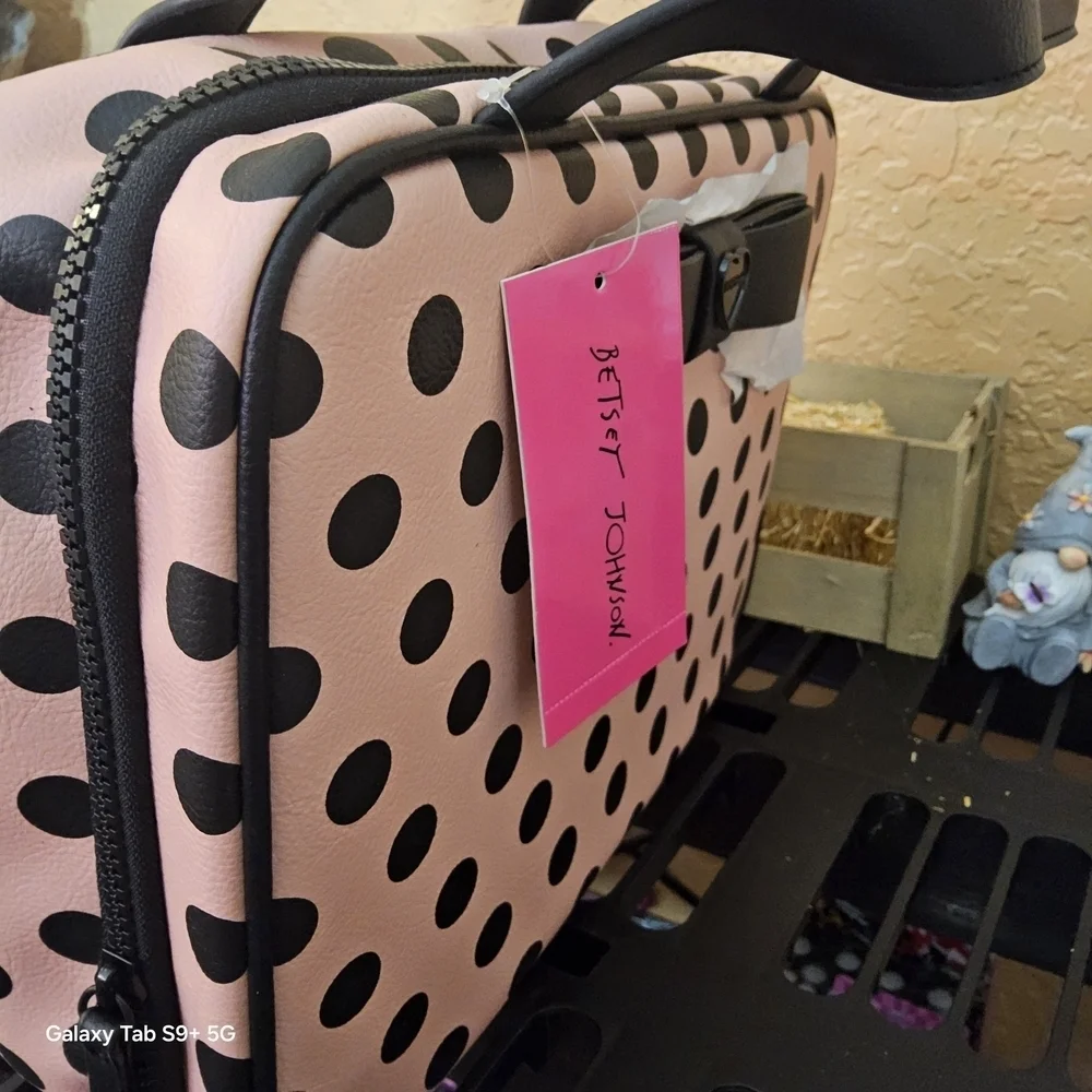 Betsey Johnson Pink and Black Polka Dot Cosmetic Bag